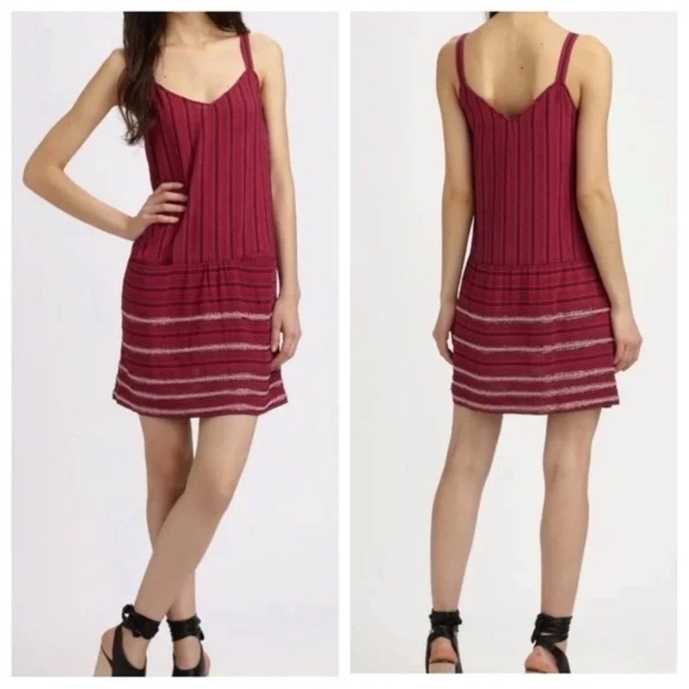 Theory Sially Beaded Pink Striped Shift Dress Size 8